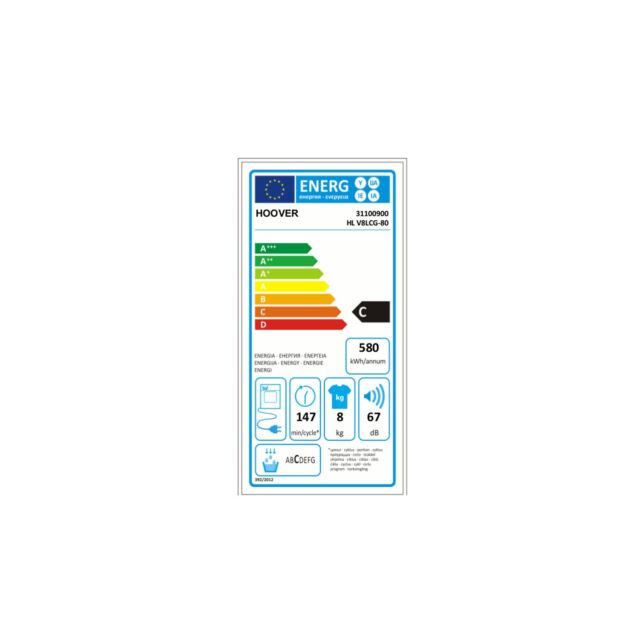 Hoover HLV8LCG 8Kg Vented Tumble Dryer - White