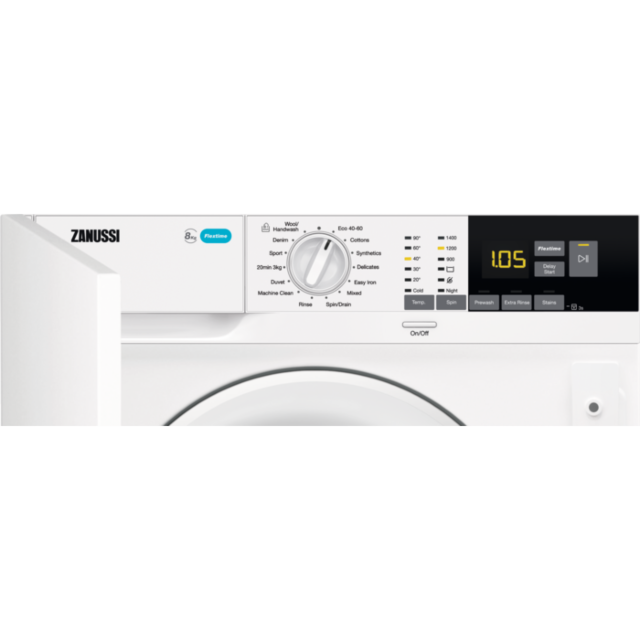 Zanussi ZW84PCBI 8kg 1400 Spin Built In Washing Machine - White