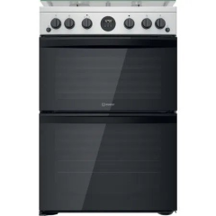 Indesit ID67G0MCXUK 60cm Double Oven Gas Cooker with Gas Hob - Stainless Steel