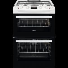 Zanussi ZCK66350WA 60cm Double Oven Dual Fuel Cooker with Gas Hob - White